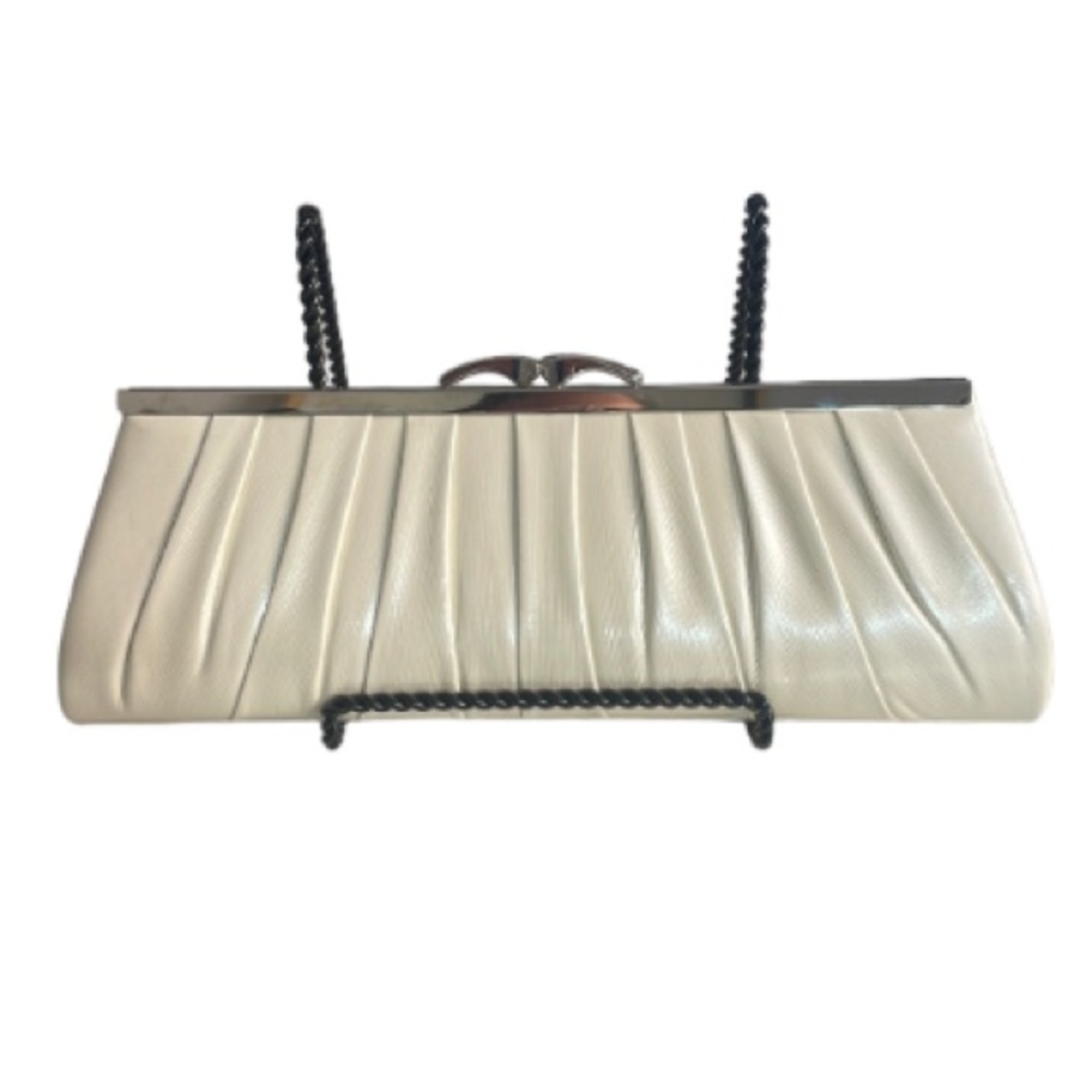 2/$12 White Pleated Clutch Bag